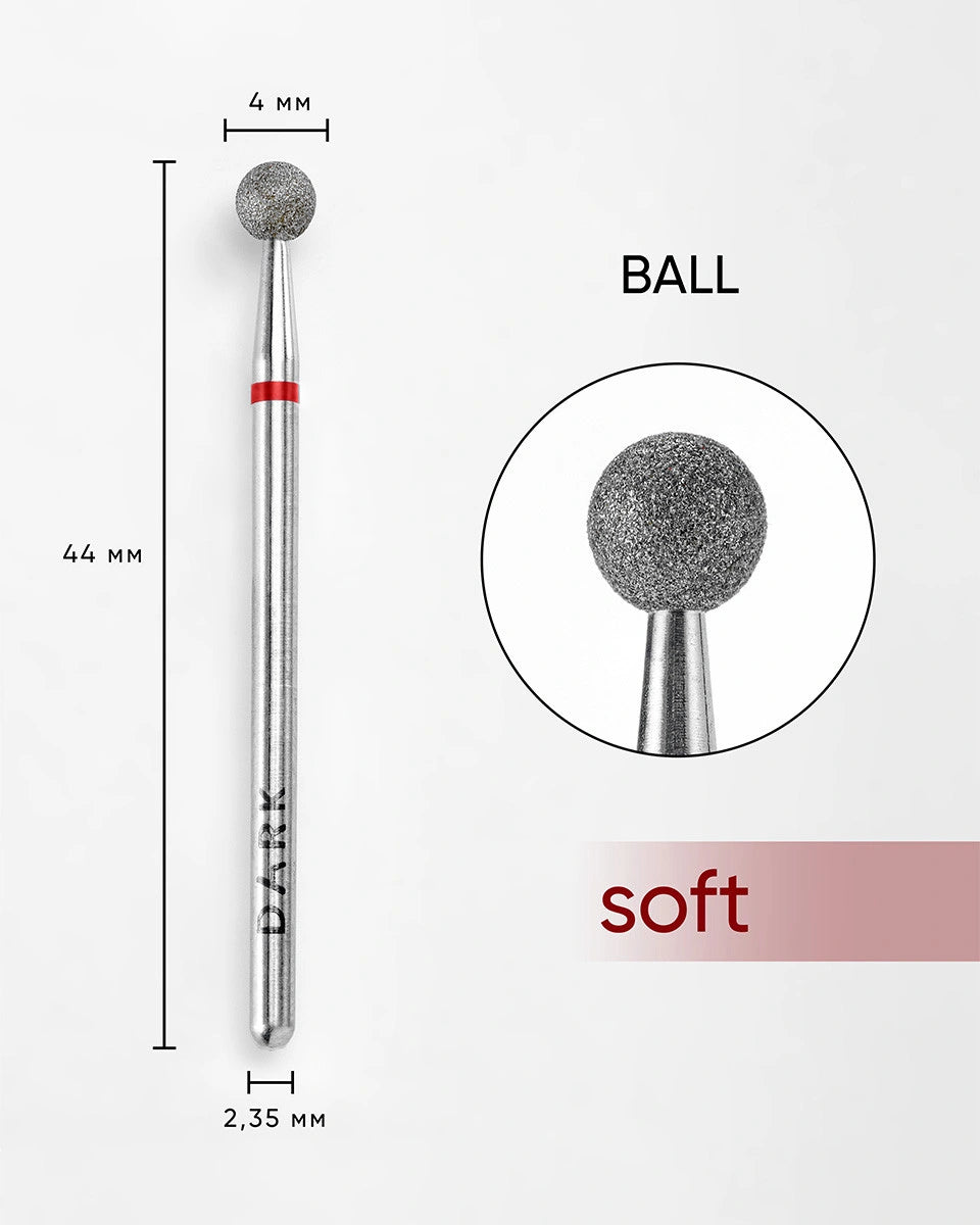 Nail drill bit DARK Ball 4 mm (Red)