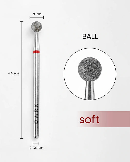 Nail drill bit DARK Ball 4 mm (Red)