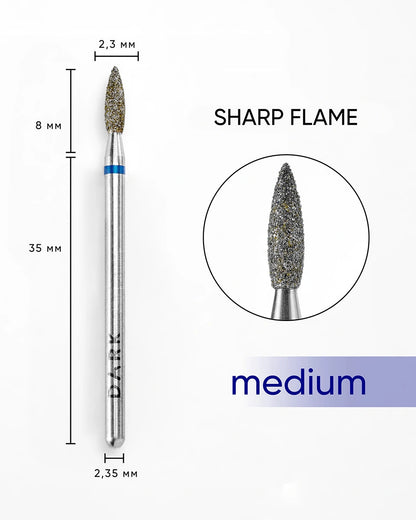 Nail drill bit DARK Sharp Flame 2.3x8 mm (Blue)