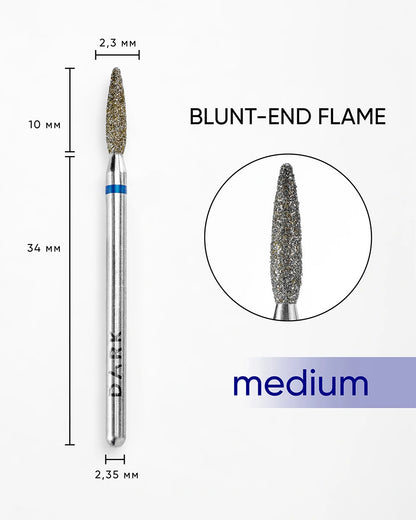 Nail drill bit DARK Tapered Flame 2.3x10 mm (Blue)
