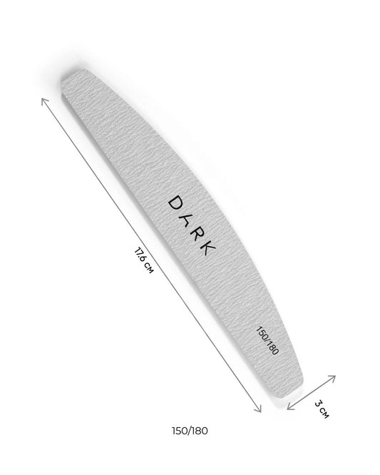 DARK Set of nail files - half-moon on foam grey, 25 pcs (150/180 grit)